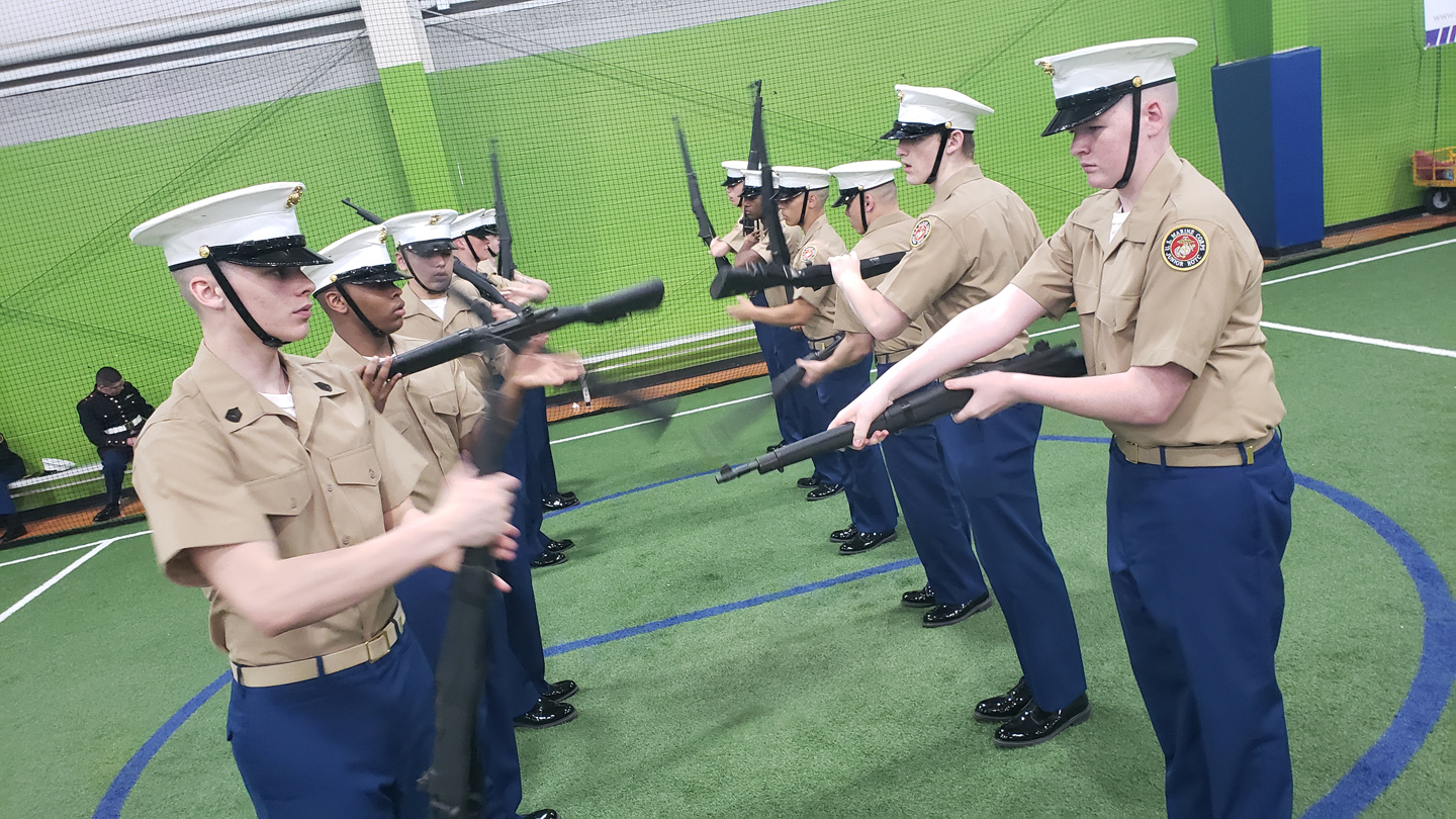 Marine Corps JROTC teams in formation