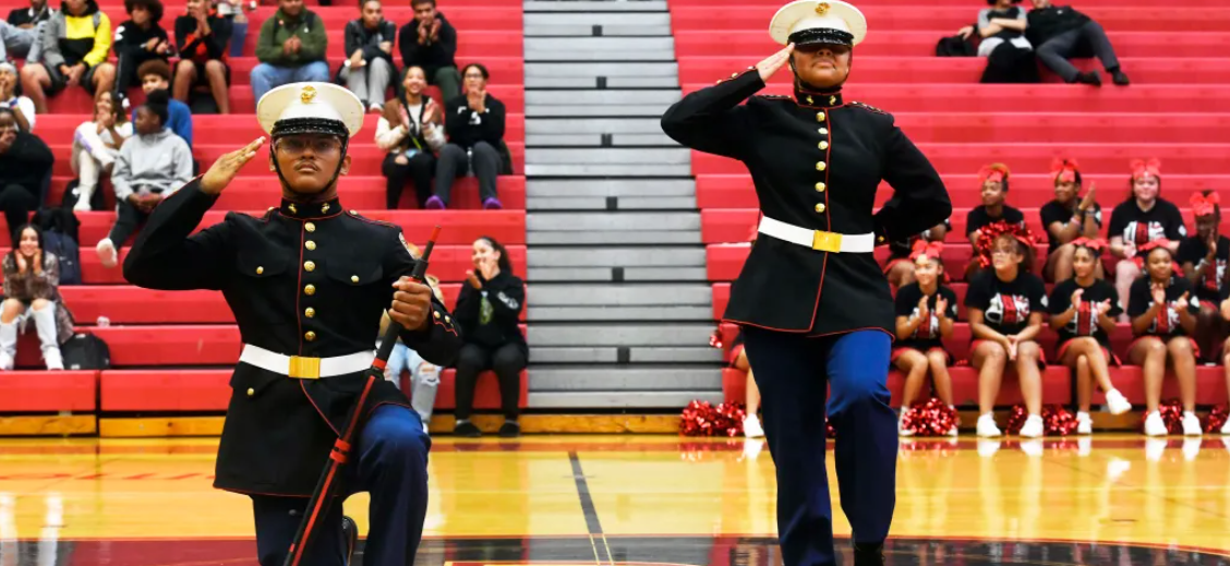JROTC cadets in formation